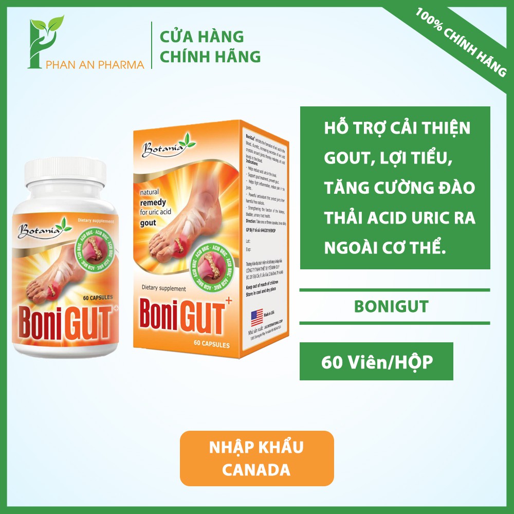 Bonigut Hỗ Trợ cải thiệnị Gout Lợi tiểu tăng cường đào thải acid uric ra ngoài cơ thể giảm acid uric trong máu CN170