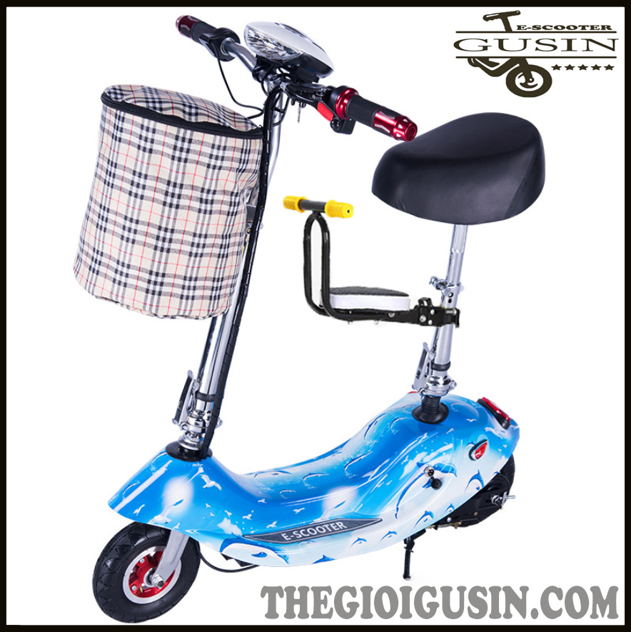 XE ĐIỆN MINI E-SCOOTER GUSIN / XE ĐIỆN MINI / XE E-SCOOTER / XE ĐIỆN GẤP GỌN / GUSIN / XE SCOOTER ĐIỆN/ XE MÀU XANH NHẠT