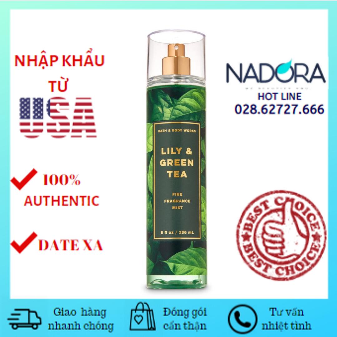 Xịt thơm toàn thân bath and body works - lily & green tea body mist