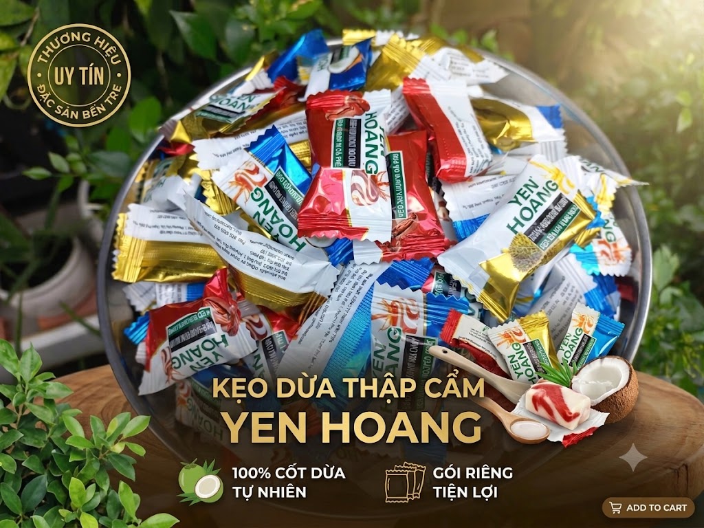 Kẹo dừa giòn vị sữa dừa 1KG - Ít ngọt, giòn thơm - Đặc sản xứ dừa Bến Tre