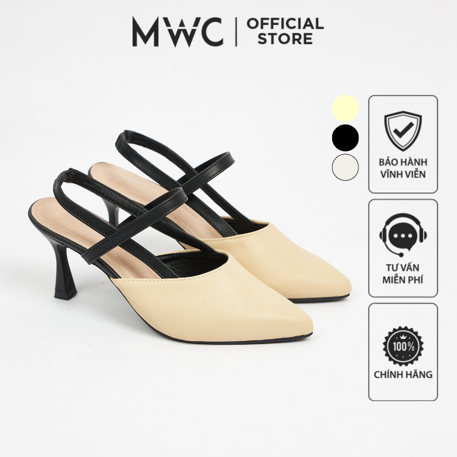Giày cao gót mwc 4375 - giày cao gót nữ mũi nhọn gót nhọn 5p phối màu kiểu dáng công sở thanh lịch