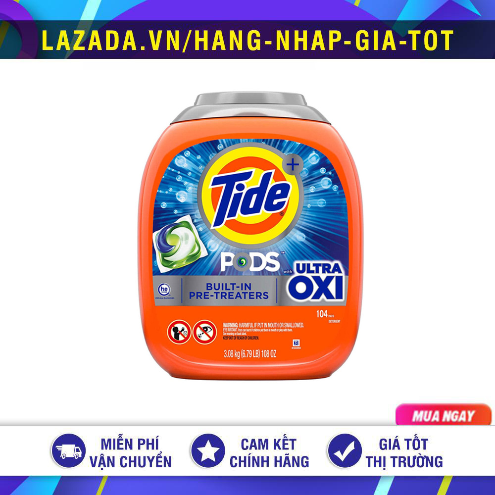 BÌNH VIÊN GIẶT TIDE PODS ULTRA OXI 104 VIÊN MỸ 3.08KG