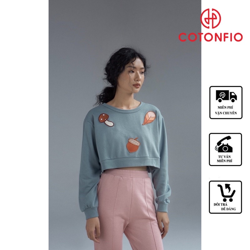 Áo nỉ nữ croptop cổ tròn – pha33 – cotonfio
