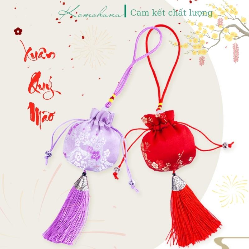 Lì xì vải gấm thêu có dây rút độc – đẹp – ấn tượng, hầu bao vải tròn túi vải nhỏ xinh Komohana