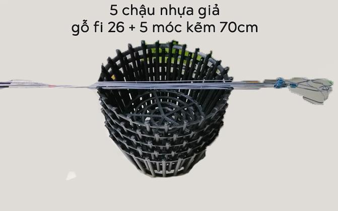 5 chậu nhựa giả gỗ trồng lan fi 26_nsx bình thuận plastics! + 5 móc kẽm 70cm