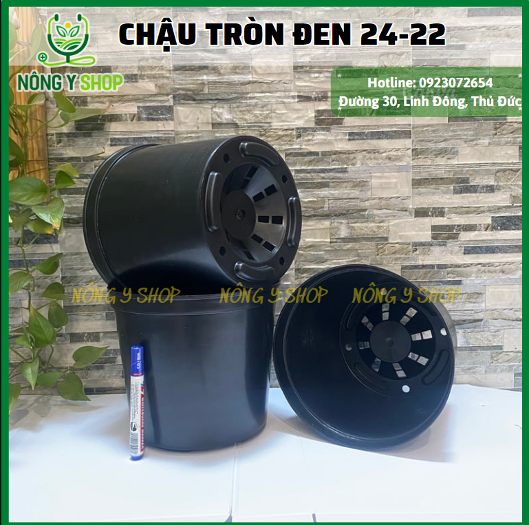 Chậu 24-22cm chậu nhựa tròn đen cứng - trồng kiểng cây cảnh, trồng lan, hoa, chậu nhựa trồng cây kiểng, chậu nhựa.
