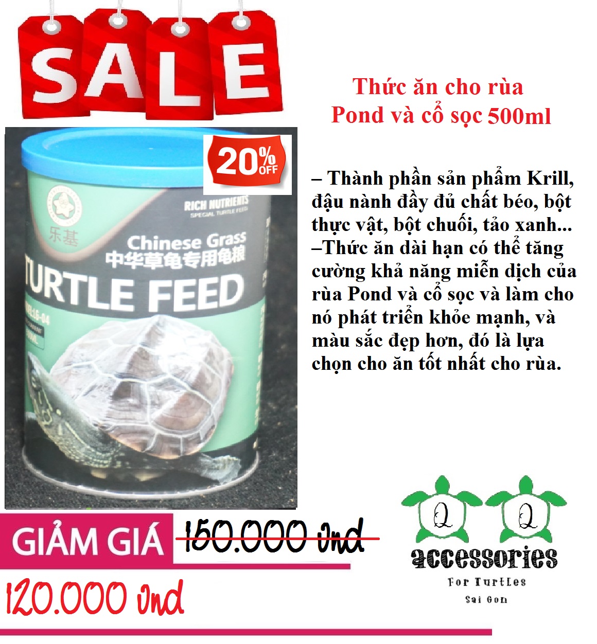 [GIẢM GIÁ] Thức ăn cho rùa Pond và cổ sọc hộp 200 gram  | Phụ Kiện Rùa Cảnh Sài Gòn