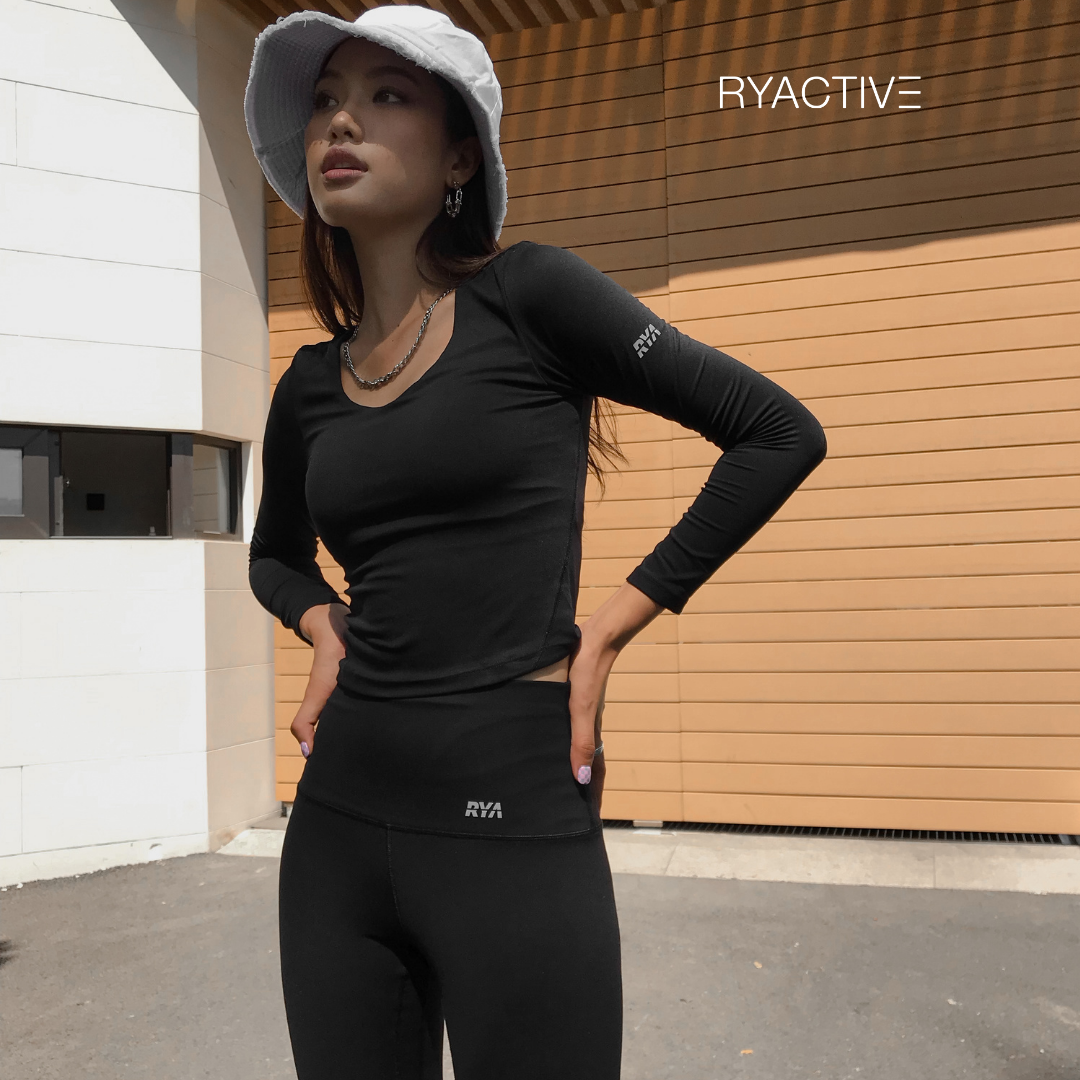 Áo thun tay dài ryactive - ryasoft longsleeves tee black
