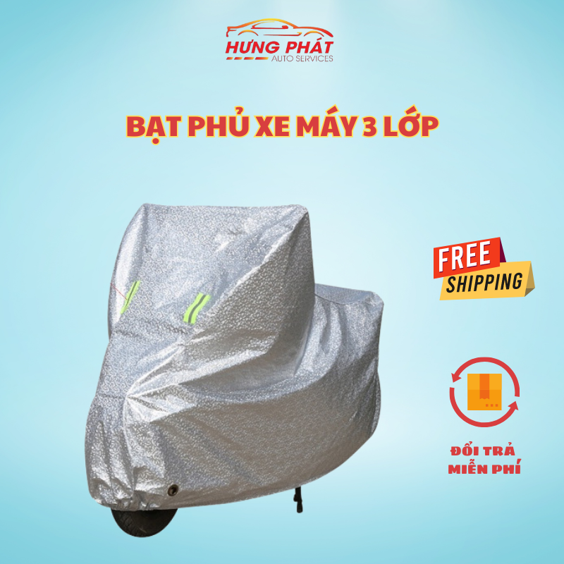 Bạt Phủ Xe Máy 3 Lớp Cao Cấp, Bạt Che Xe Máy Chống Nắng, Chống Mưa, Bạt Trùm Xe Máy - Hưng Phát Auto