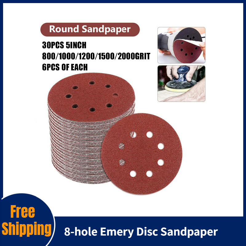 Giấy Nhám Comforhome Tròn 125Mm 30 Miếng/Bộ Đồ Gỗ Mài Mòn 800-2000 Grit