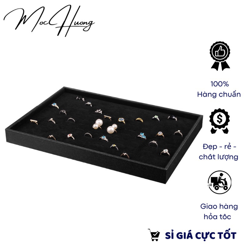 Khay trưng bày nhẫn bằng vải nhung đen sang trọng - MH883
