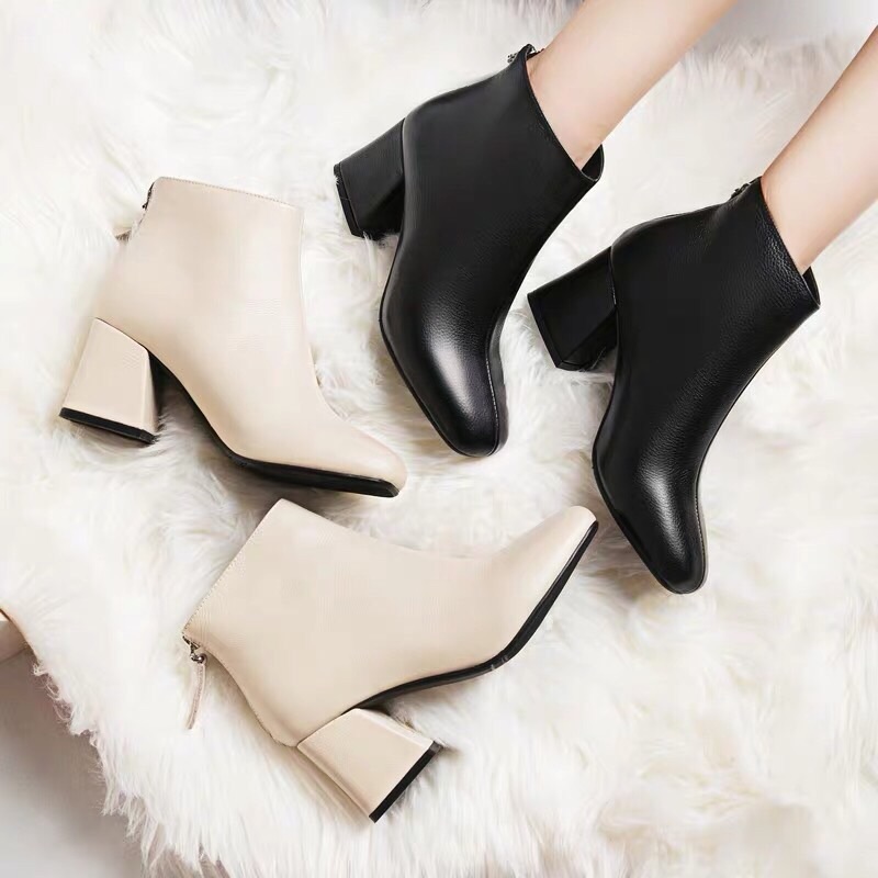 Bốt da nữ công sở khoá sau, bốt nữ mùa đông cao cổ