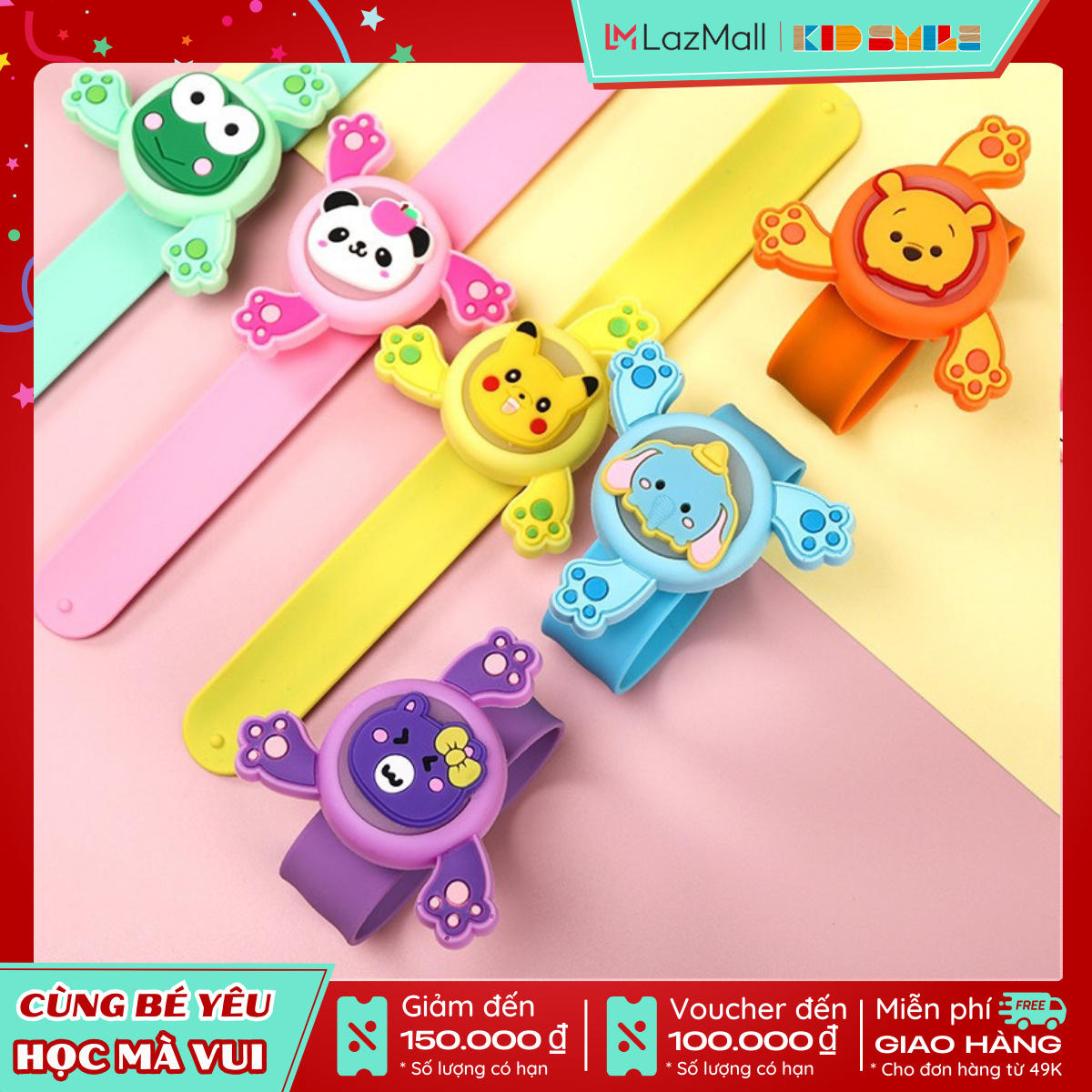 Vòng tay đuổi muỗi hương chanh sả có đèn nháy kèm đồ chơi chong chóng siêu dễ thương cho bé từ 0 tuổi trở lên bảo vệ bé khỏi côn trùng, muỗi đốt