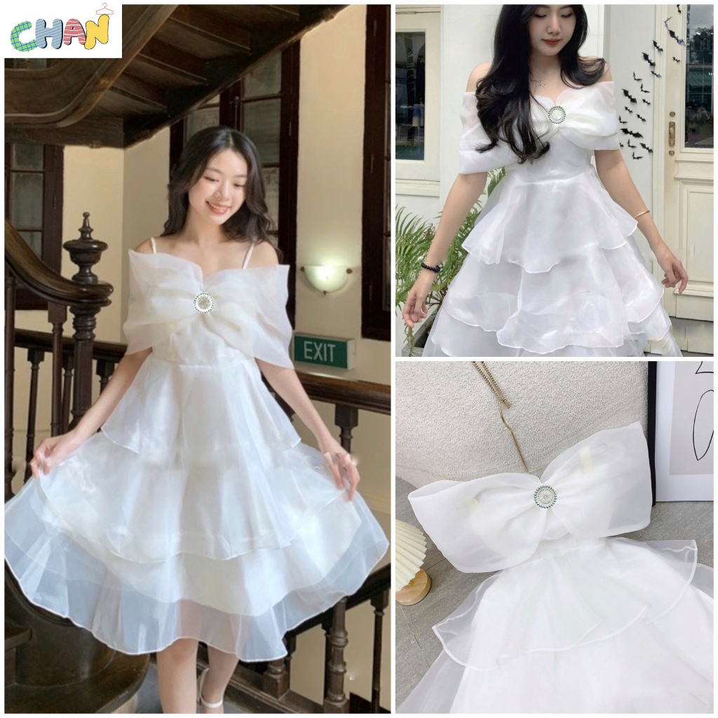 Váy voan trắng dự tiệc cưới thiết kế công chúa #1080