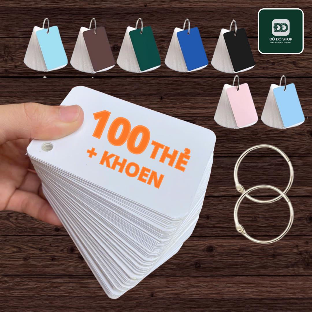 Thẻ Học Từ Vựng 1000 Thẻ Flashcard Trắng Kèm Khoen Loại Dày Đẹp Thẻ Ghi Chú, Ghi Nhớ Học Tiếng Anh - Nhật- Hàn DDOSHOP