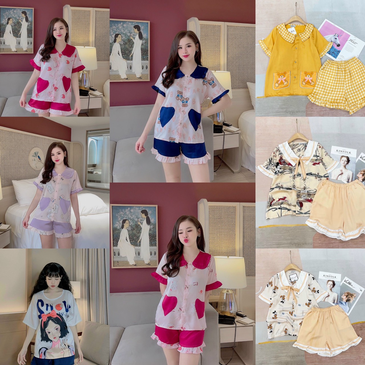 Siêu sale đồ bộ pijama nữ đùi nhiều mẫu, chất liệu lụa cao cấp mềm mịn mát