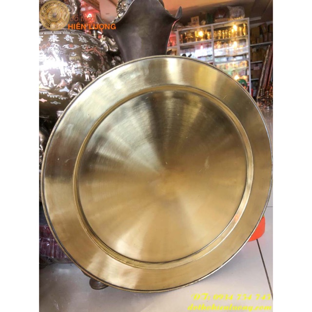 Mâm đồng thau trơn thờ cúng 5 cỡ đường kính: 40cm, 45cm, 52cm, 57cm,70cm