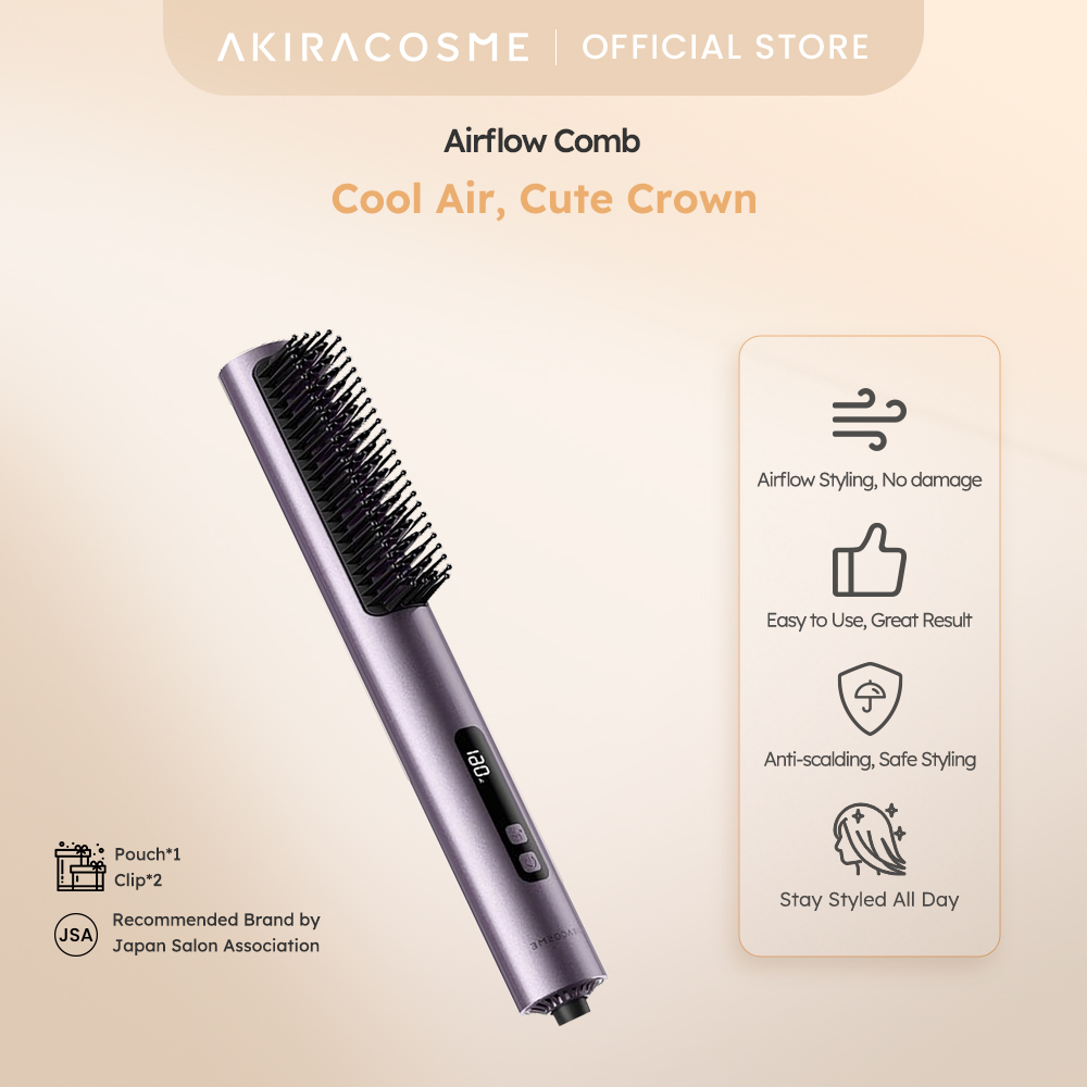 Nhật Bản Akira Mini Xách Tay Gốm ion âm chống bỏng Mát Không Khí Volumizing Lược Máy Ép Tóc Lược chải tóc Cho Nam Giới tạo kiểu tóc dụng cụ làm đẹp