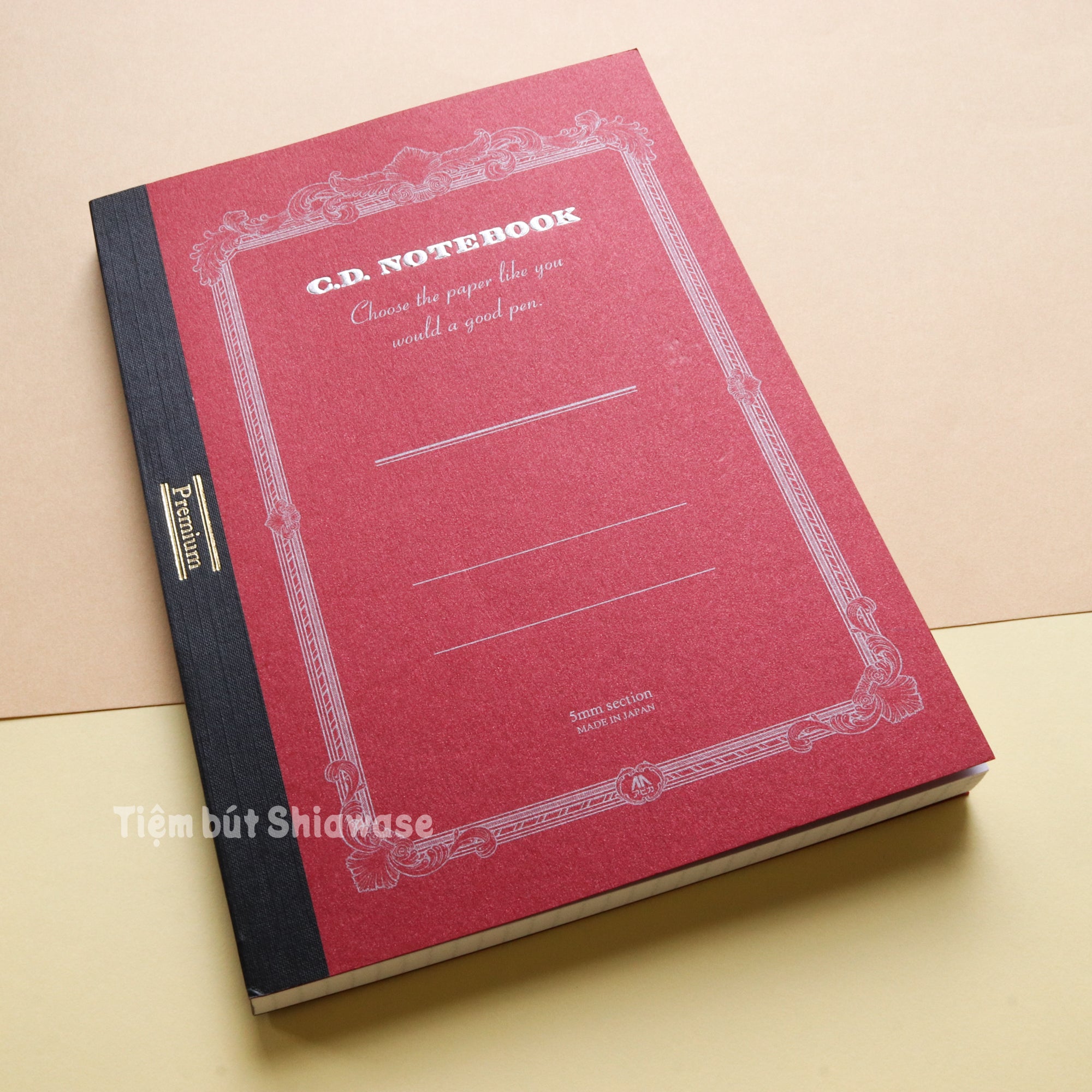 Sổ Apica Premium C.D. Notebook A5 Red - Giấy Trắng - Kẻ Ô Vuông