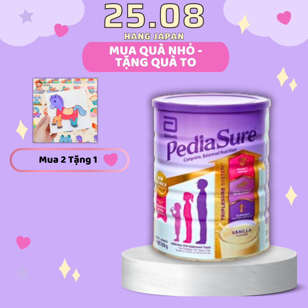 Sữa Pediasure hộp 850g, Hỗ trợ phát triển chiều cao tối ưu - Hàng Úc