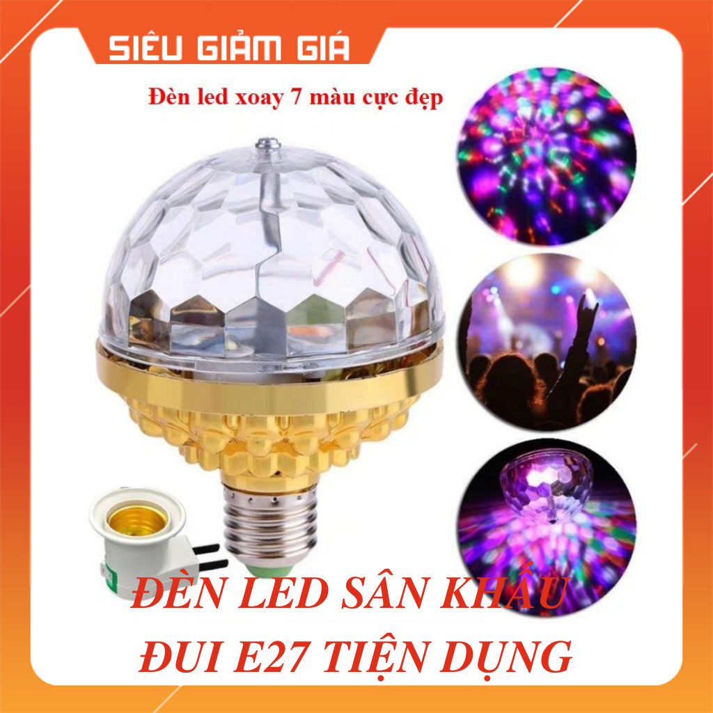 Đèn LED pha lê chớp 7 màu đui E27 tiện dụng - Đèn karaoke, Đèn sân khấu - Đèn Led dạng tròn
