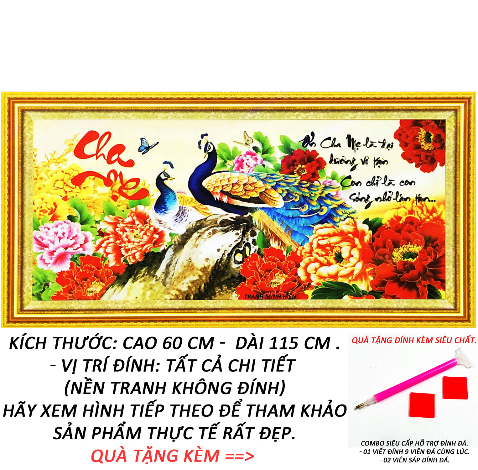 Tranh Đính Đá Cha Mẹ Là Niềm Tin Và Hạnh Phúc 16 (Kèm Quà Tặng) - Tranh Minh Hiền (TỰ ĐÍNH ĐÁ)