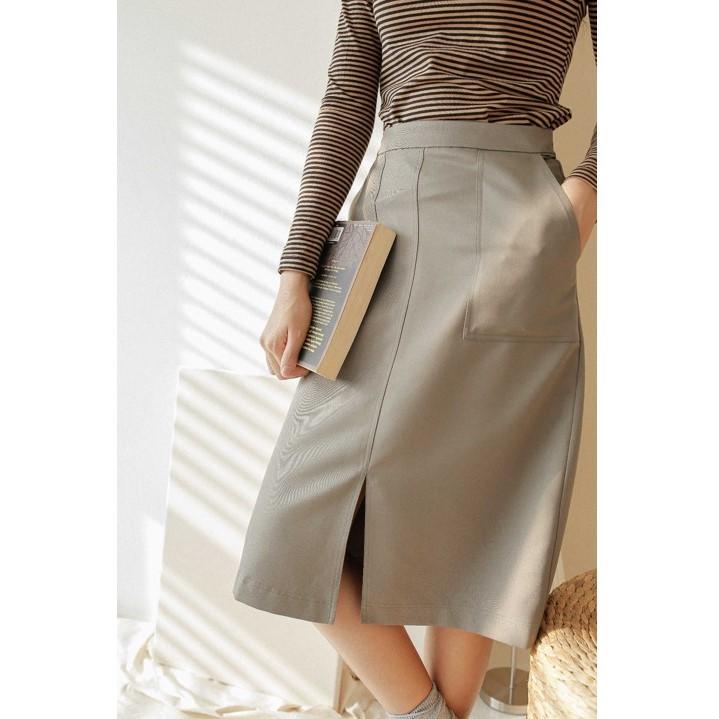 Chân váy midi xẻ giữa trước - momoco