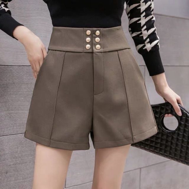 Quần short cạp siêu cao phối 6 khuy