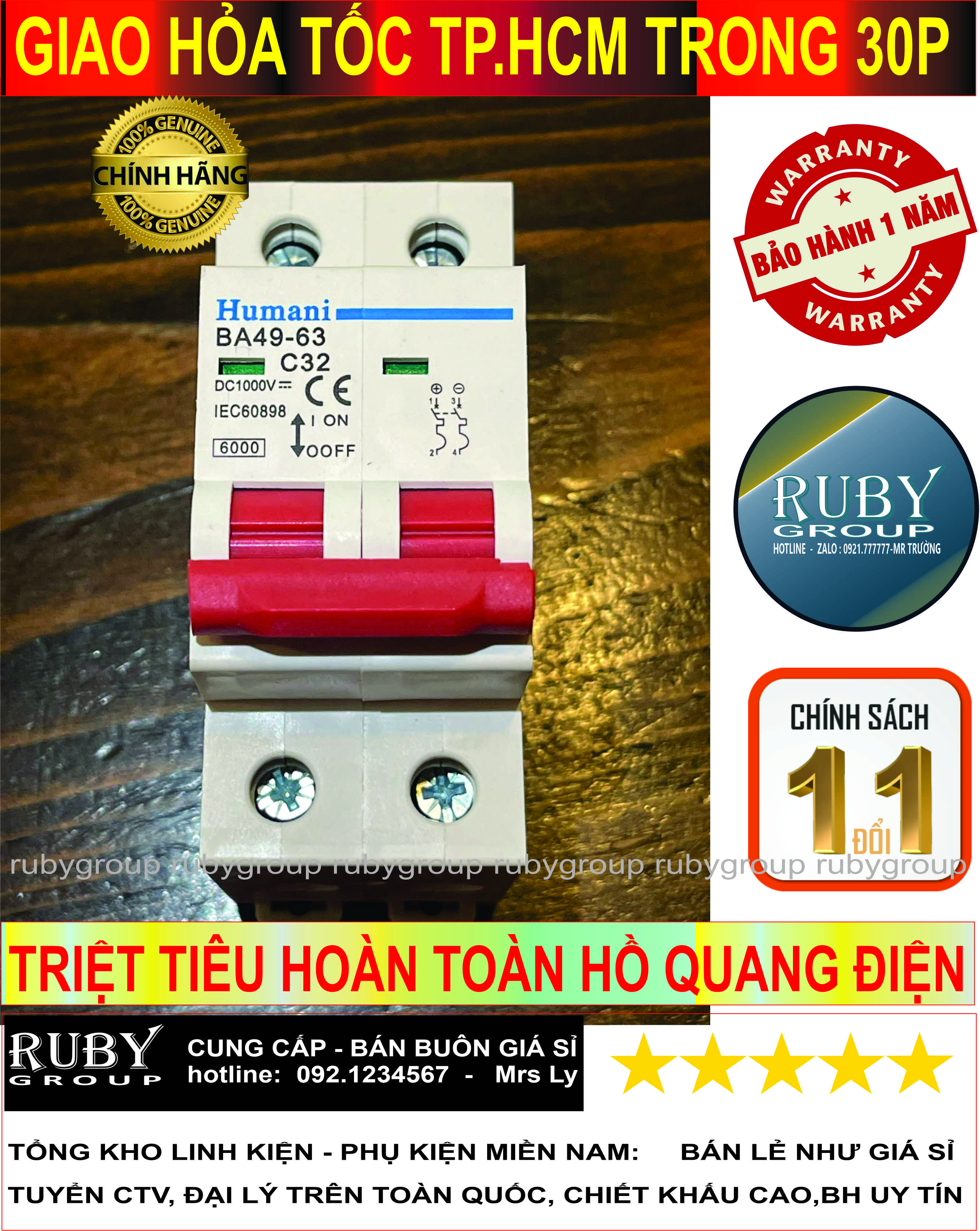 Aptomat cb dc humani 1000v bộ ngắt điện dc 1000v