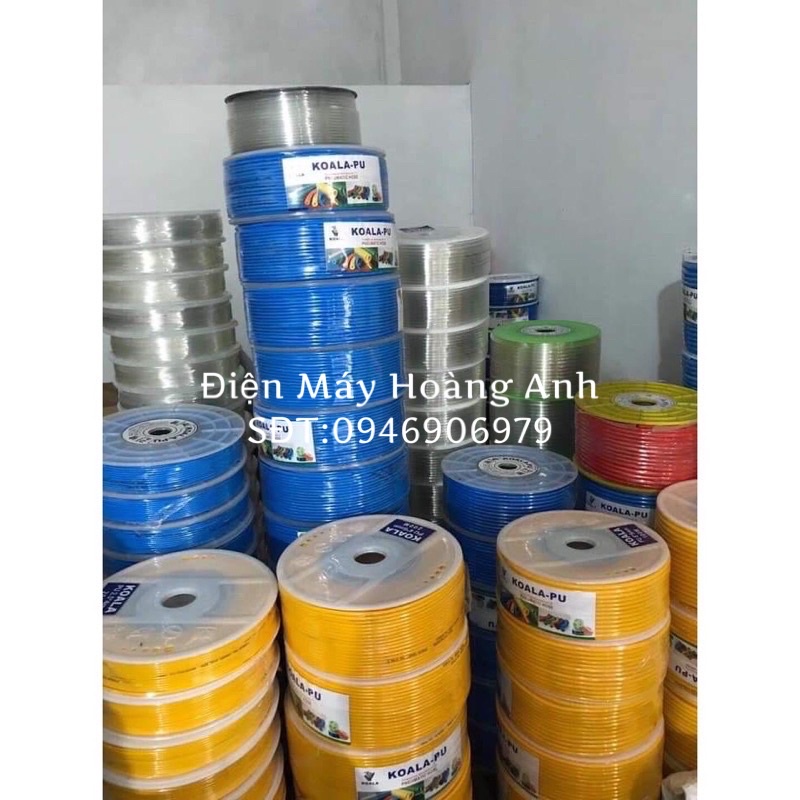 Hàng chính hãng Dây hơi PU khí nén phi 8, dây hơi 5x8x100m nặng 4KG màu trắng,xanh,vàng