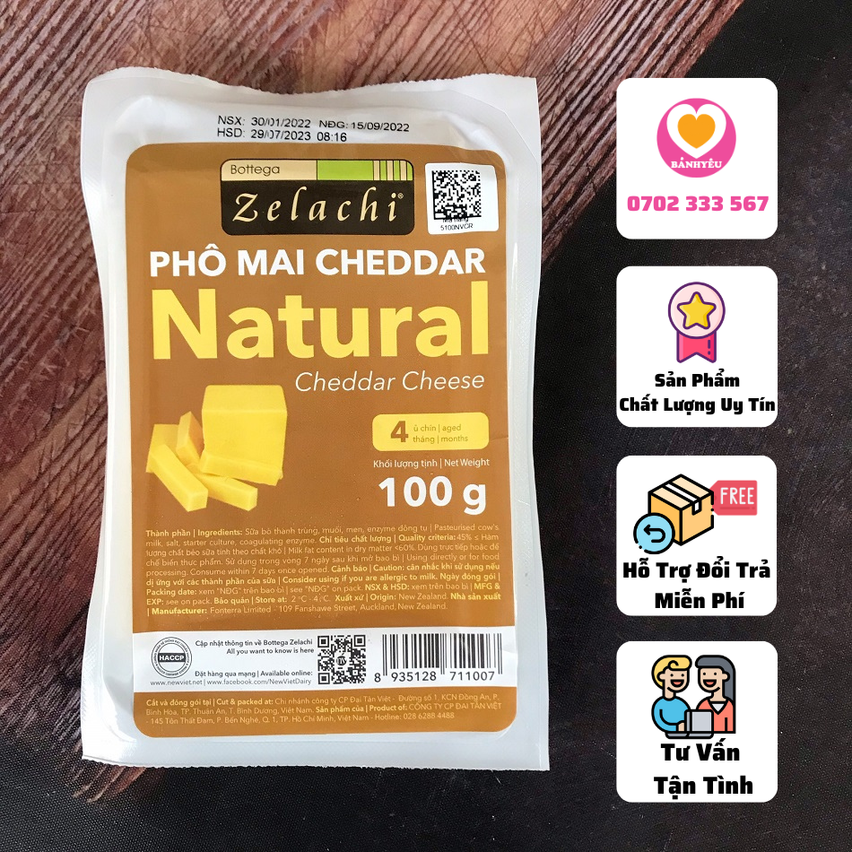 Phô mai Cheddar Zelachi 100g