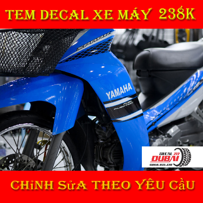 Tem Trùm Dán Xe Sirius Xanh Bạc Spark