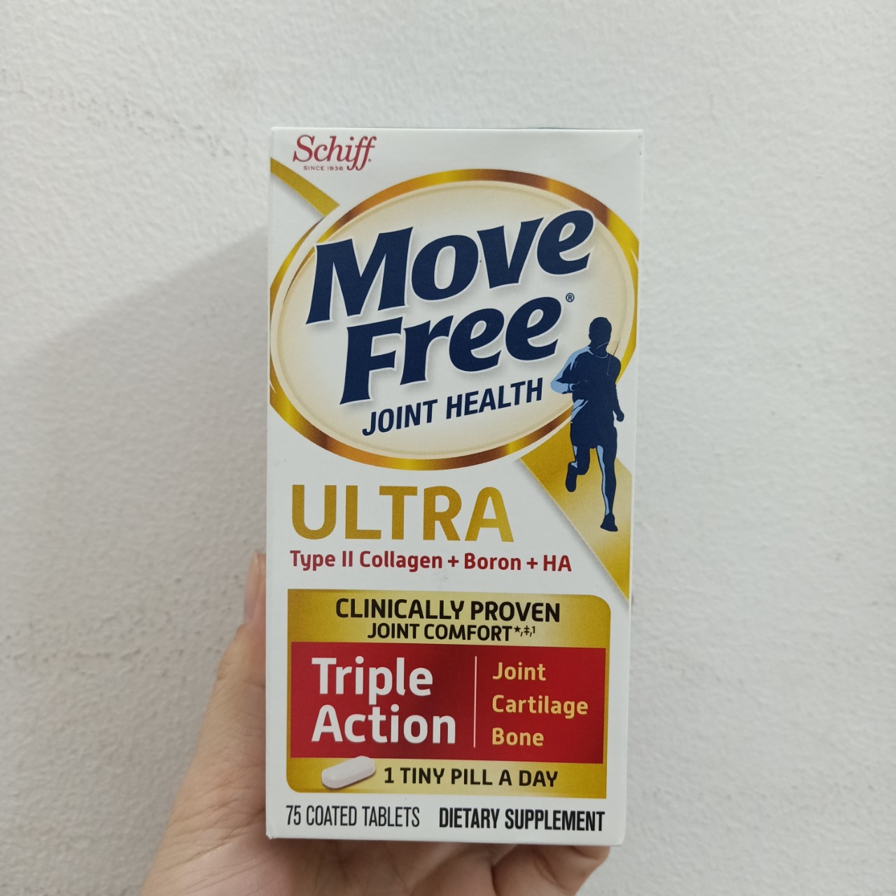 Viên uống hỗ trợ xương khớp Move Free Joint Health Ultra Type II Collagen + Boron + HA (75 viên) của Mỹ