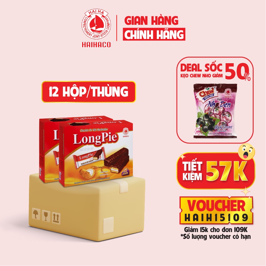 Bánh mềm phủ socola longpie hộp: 252g - 12 hộp/thùng