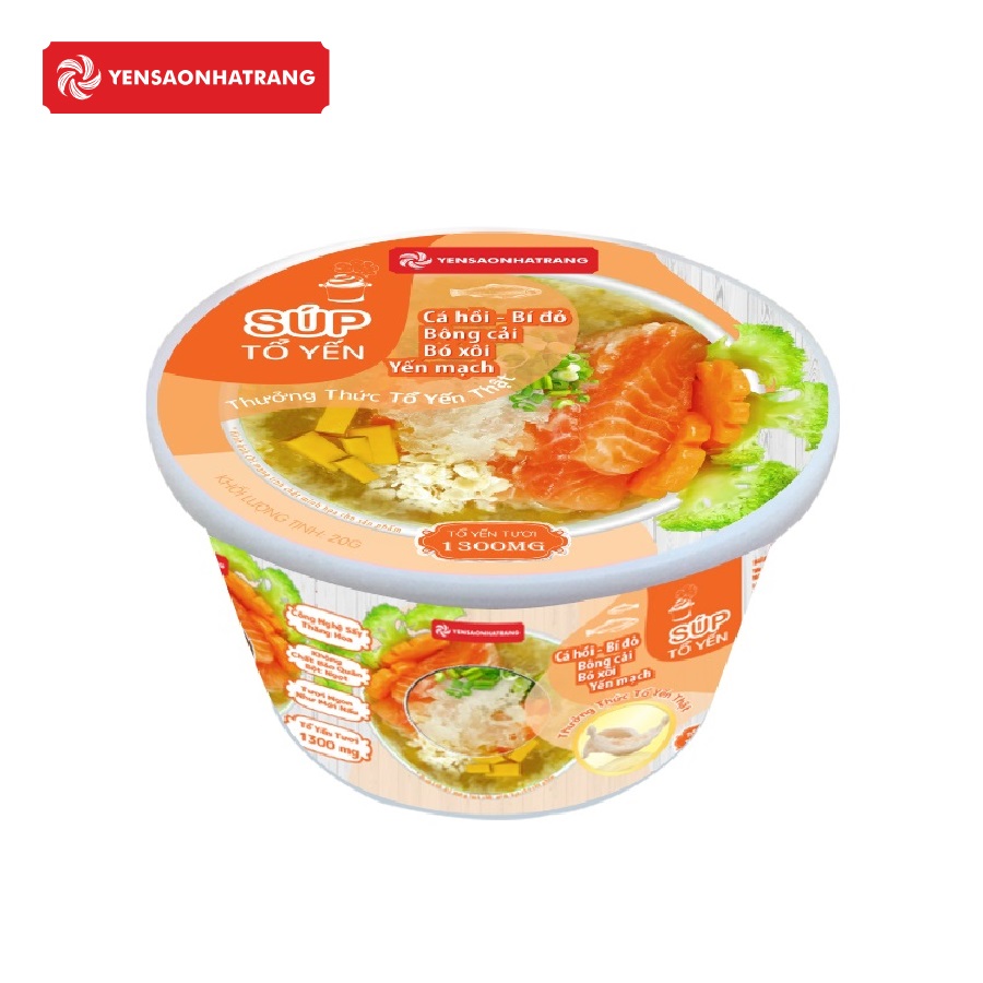 Súp Tổ Yến Cá Hồi - Bí đỏ - Bông cải - Bó xôi - Yến Mạch 20g Yến Sào Nha Trang