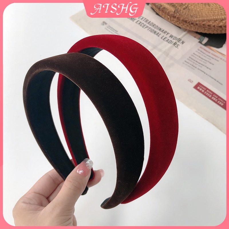 AISHGPháp Retro Màu đen Màu đỏ Dòng Ins Net Màu đỏ Giáng sinh Băng đô nhung cài tóc bên hông Dây buộc tóc