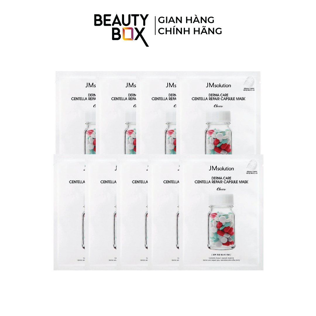 Combo 9 Mặt Nạ Giấy Làm Dịu Da Jmsolution Derma Care Centella Repair Capsule Mask Clear