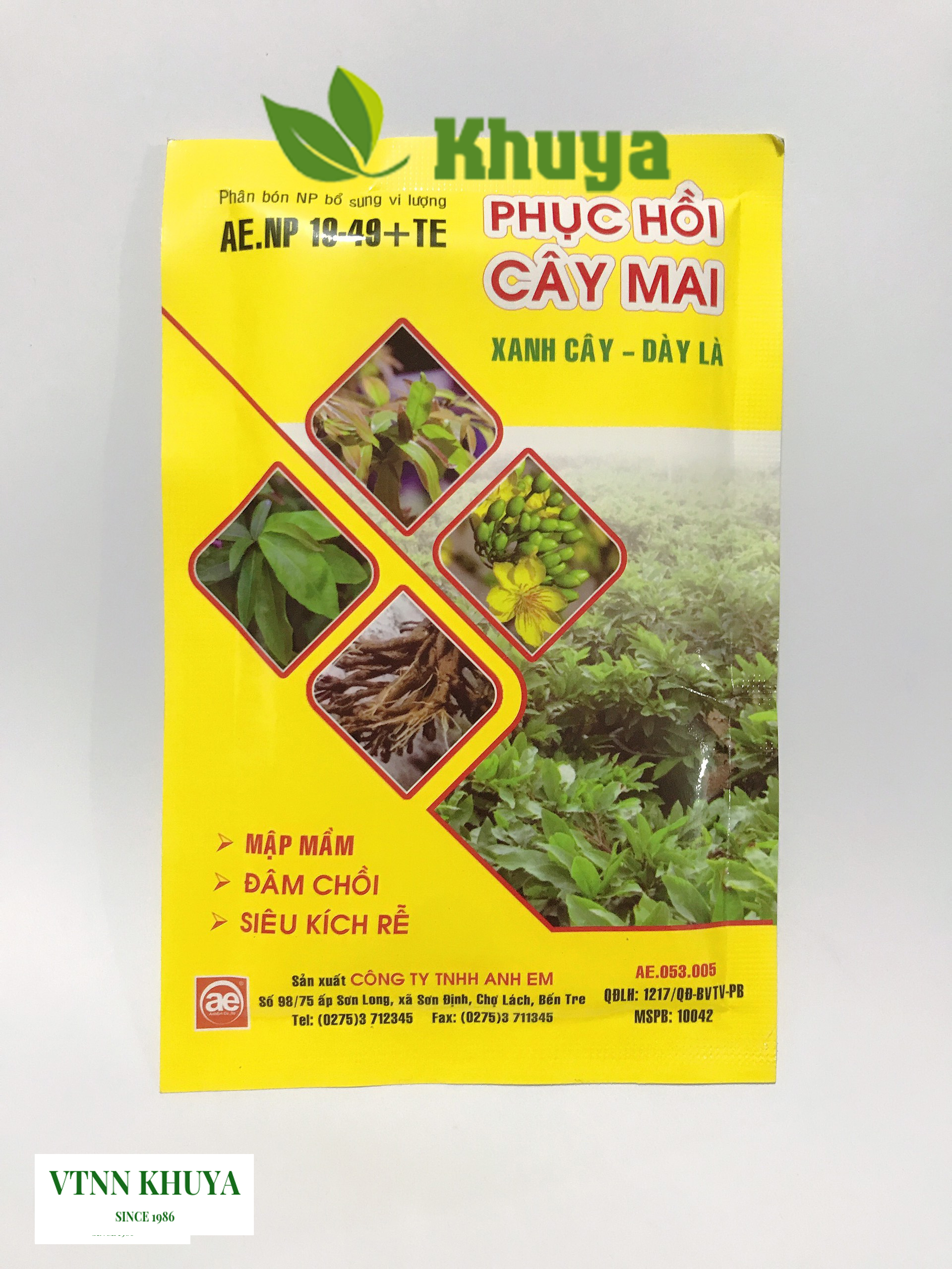 Phân bón Phục Hồi Cây Mai 50gr Xanh cây Dày lá
