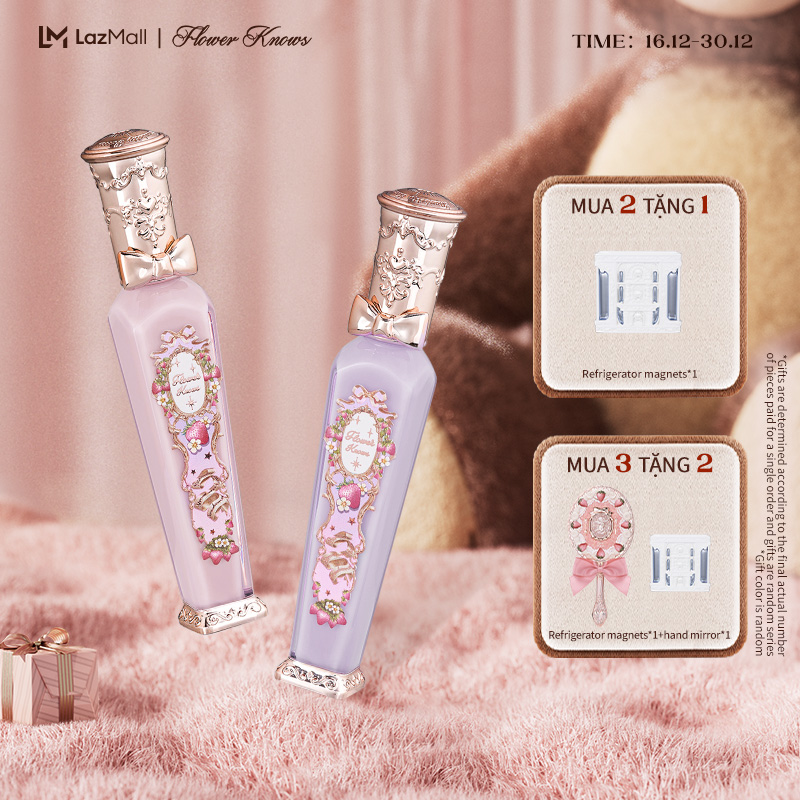  Flower Knows Strawberry Rococo Series Glowy Lipgloss 3.5ml Bề mặt gương bóng son bóng phù hợp với mùa xuân và mùa hè 