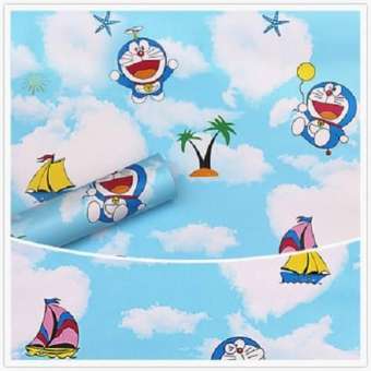 10m giấy dán tường Doremon xanh khí cầu ( khổ rộng 45cm, có sẵnkeo )