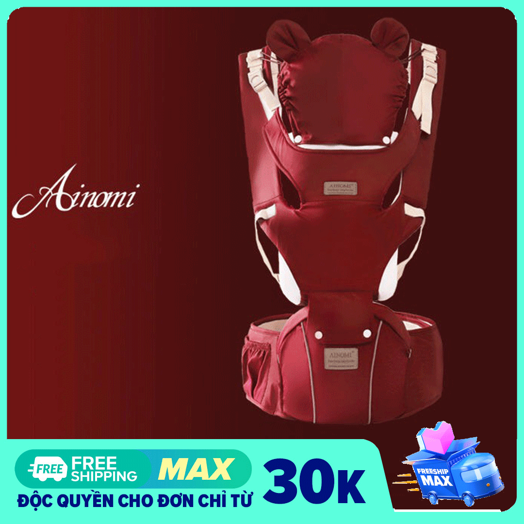 [HÀNG LOẠI1- CAM KẾT CHẤT ĐẸP] Đai địu em bé thương hiệu Ainomi cao cấp có bệ (ghế) ngồi thiết kế đạt chuẩn dáng ngồi cho con và có khoang để đồ tiện dụng, điệu trẻ em cao cấp