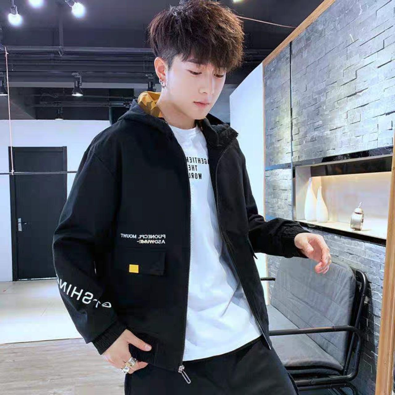 [HCM]áo khoac kaki nam hai lớp có túi trong phong cách hàn cự chất