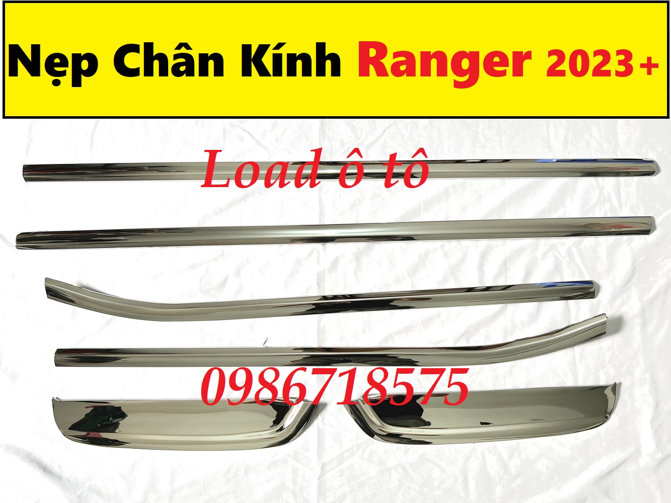 Nẹp viền chân kính xe ford ranger 2023 mẫu inox 304 sáng bóng cao cấp