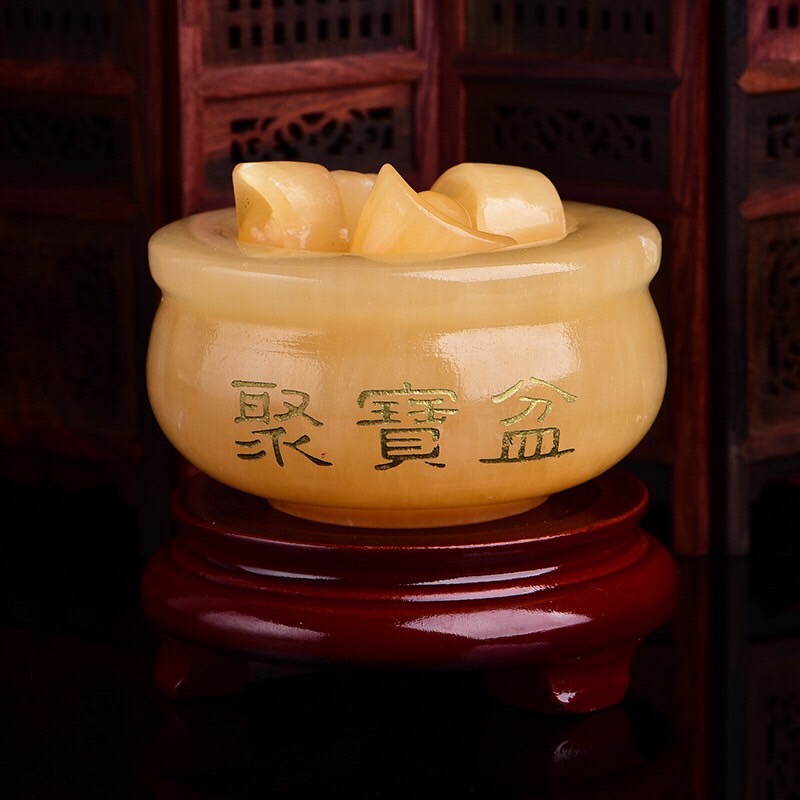 Bát Tụ Bảo đá Ngọc Hoàng Long 10cm - khai quang, xin lộc miễn phí