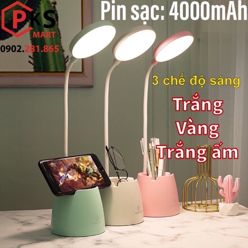 Đèn học để bàn có ánh sáng vàng chống cận thị sạc pin tích điện pin 4000mAh tăng giảm được độ sáng SL-906 - PKSMART - PHỤ KIỆN SỐ 9999