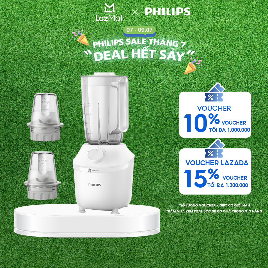 Máy Xay Sinh Tố Philips HR2041/30|450W|xay nhuyễn đá trong 45s| BH 2 năm - Hàng Phân Phối Chính Hãng