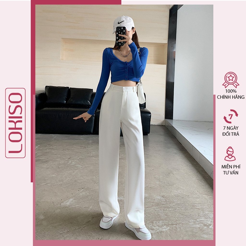 ▫✐✲ Quần ống rộng lưng cao công sở culottes dáng suông dài đẹp LOKISO QD01