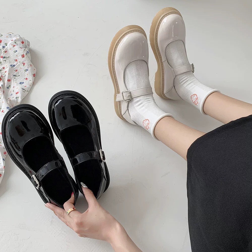 giày lolita da bóng đế độn 5cm quai cài cực đẹp, giày nữ mary ulzzang hàn quốc mẫu hot 2022