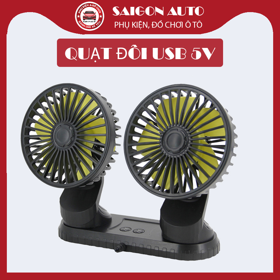 Quạt đôi, quạt đơn mini ô tô USB 5V siêu mạnh, cây quạt nhỏ đa năng oto,xe hơi,xe tải,văn phòng