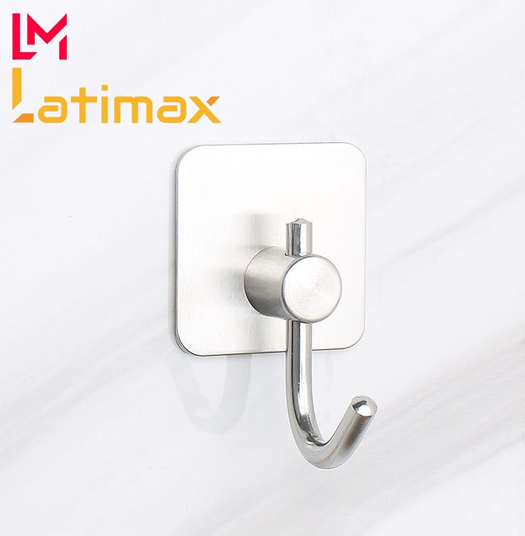 Móc dán tường treo đồ Inox 304 lưỡi câu Latimax MD01 cao cấp - Tặng kèm keo dán chuyên dụng siêu chịu lực
